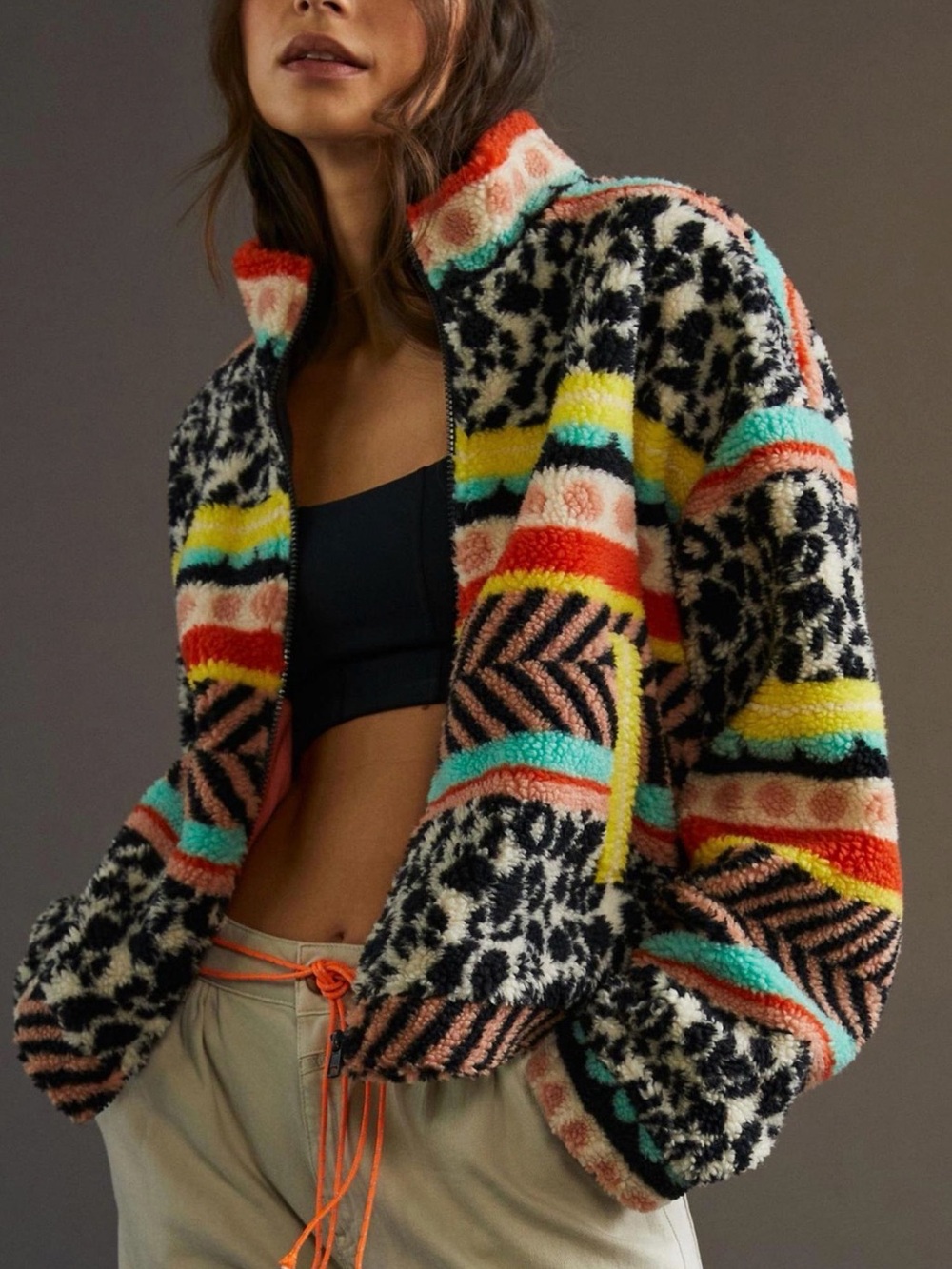Maeve Lively Abstract Sherpa Jacket by Anthropologie